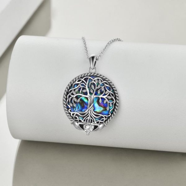 Claddagh keltischen Baum des Lebens Halskette mit Abalone Shell für Frauen Sterling Silber – Bild 3