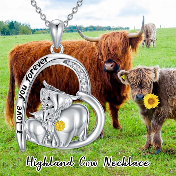 Highland Kuh Halskette für Frauen Sterling Silber Mutter Tochter Kuh Anhänger Halskette Muttertag Geschenk – Bild 6