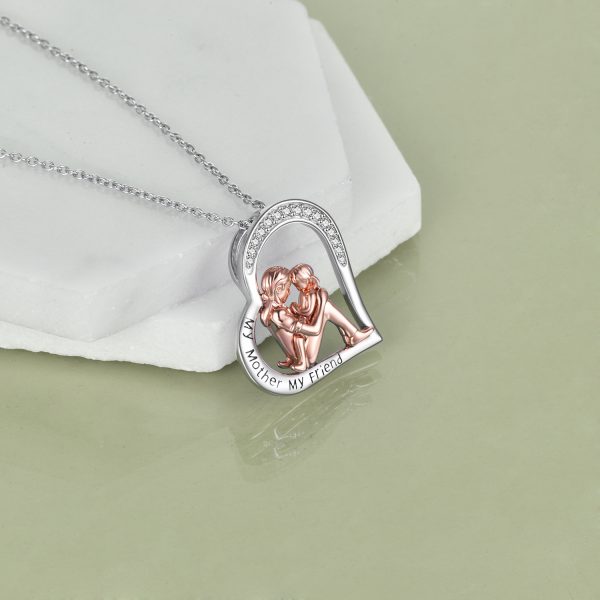 Mutter Tochter Halskette 925 Sterling Silber graviert meine Mutter mein Freund Schmuck Muttertag Geburtstags geschenke für Mama von Tochter – Bild 5