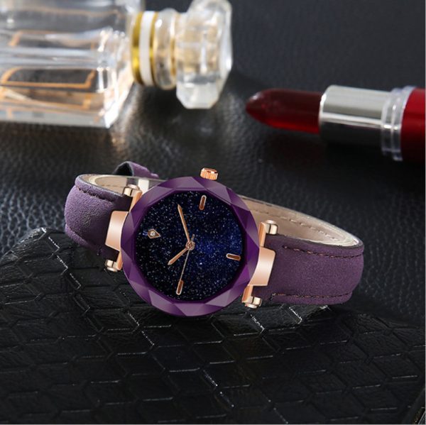 Starry Sky Dial Einfache Damen uhr Mode Gürtel – Bild 6