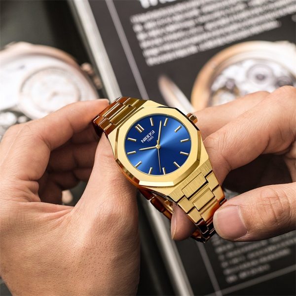 Einfache Goldene Herren Uhr Quarzuhr – Bild 10