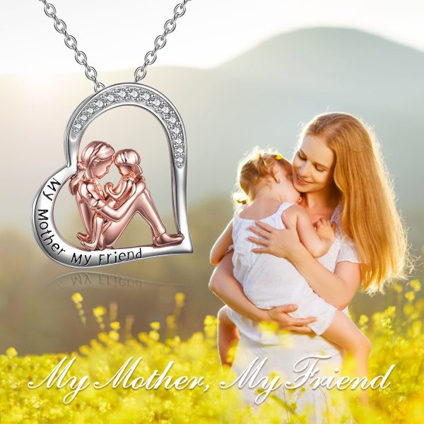 Mutter Tochter Halskette 925 Sterling Silber graviert meine Mutter mein Freund Schmuck Muttertag Geburtstags geschenke für Mama von Tochter – Bild 2