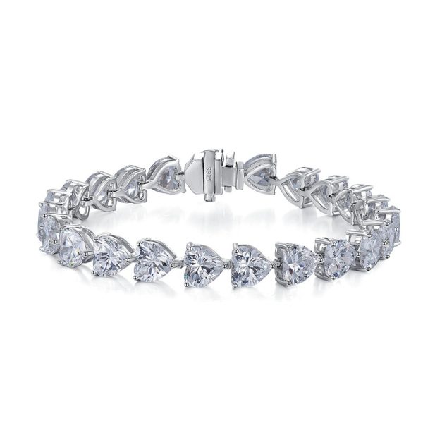 S925 Sterling Silber Armband voller Diamant herzförmige Armband Mode – Bild 2