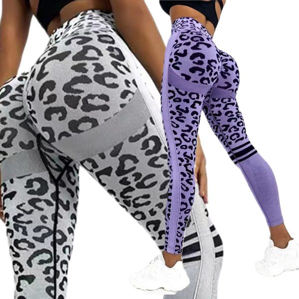 Chemiefaser-Mischung Leopard Print Yoga hohe Taille Strumpfhosen Mode Sport nahtlose Hosen Fitness-Hosen