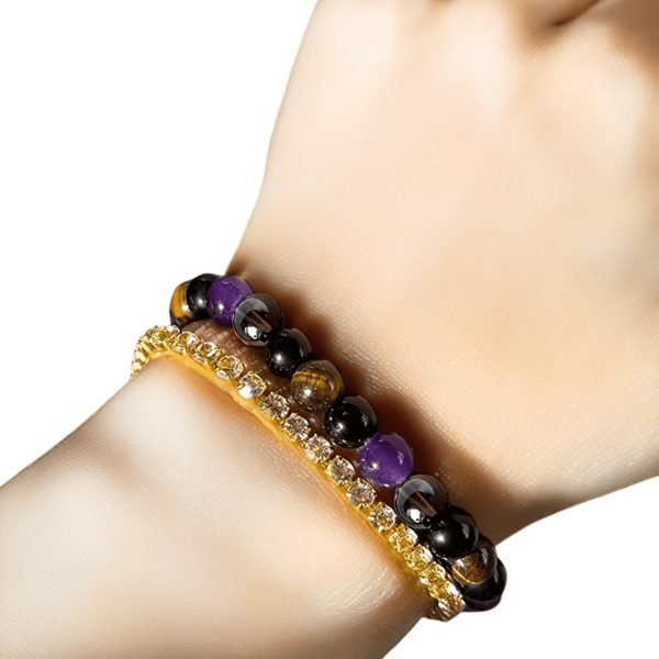 Armband Tigereye Tee Kristall Amethyst – Bild 3