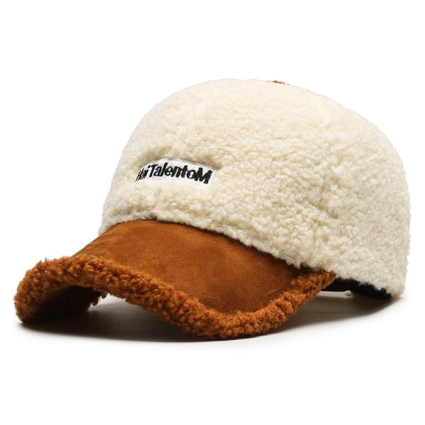 Autumn Winter Color Matching Fashion All-Match Plush Warm Peaked Cap – Bild 7