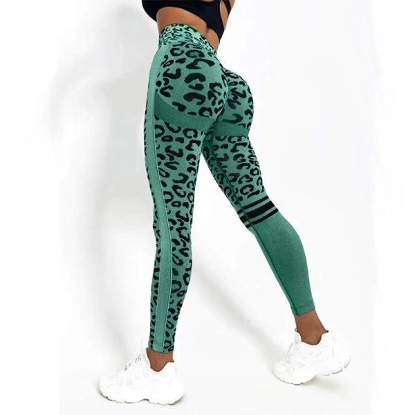 Chemiefaser-Mischung Leopard Print Yoga hohe Taille Strumpfhosen Mode Sport nahtlose Hosen Fitness-Hosen – Bild 4