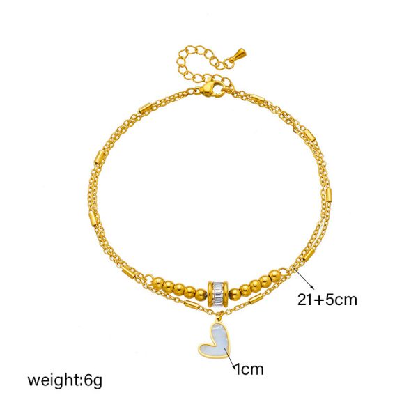 Modeschmuck Boho Classic Love Heart Knöchelkette Double Layer Chain Armband Fußkettchen Charm Tassel Leg Chain On Foot Chain Women Partyschmuck Zubehör – Bild 6