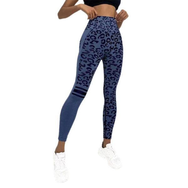 Chemiefaser-Mischung Leopard Print Yoga hohe Taille Strumpfhosen Mode Sport nahtlose Hosen Fitness-Hosen – Bild 5