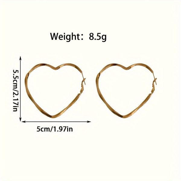 Herz Vintage Metall Ohrringe Weibliches Zubehör – Bild 2