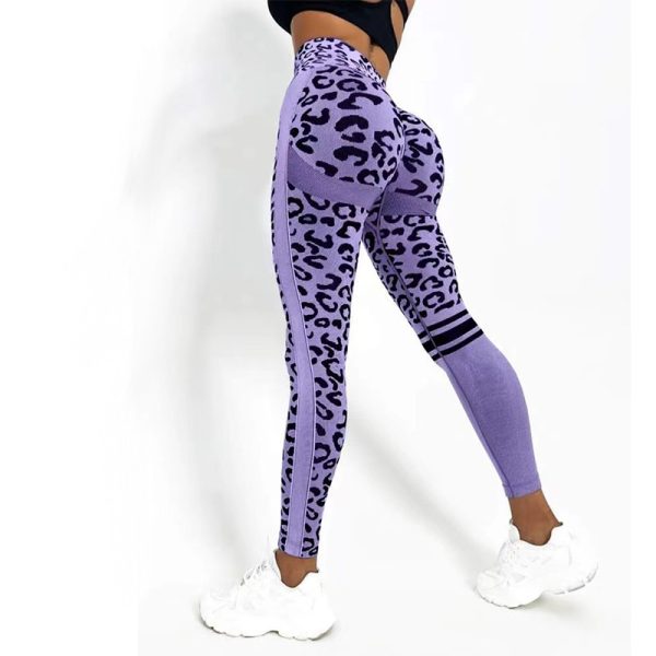 Chemiefaser-Mischung Leopard Print Yoga hohe Taille Strumpfhosen Mode Sport nahtlose Hosen Fitness-Hosen – Bild 2