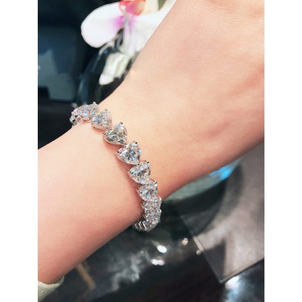 S925 Sterling Silber Armband voller Diamant herzförmige Armband Mode – Bild 5