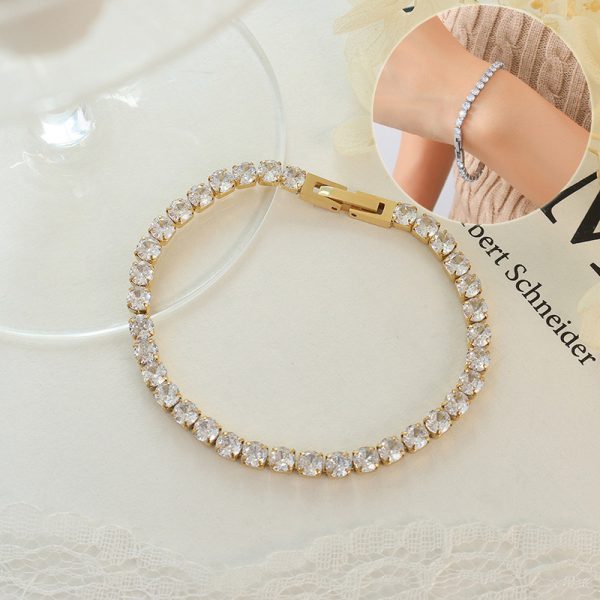 Damenmode und voll verziertes Zirkon-Armband Bling-Kette-Armband für Mädchen Titanium Stahl kubische Kette Schmuck Exquisites Geschenk