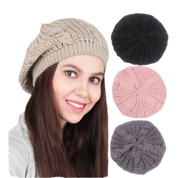 Winter Stricken Twisted Woolen Yarn All-matching Beret Warm Casual All-matching