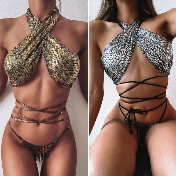 Bikini sexy Bikini heißen Stil Schlange drucken Stoff Riemchen Badeanzug