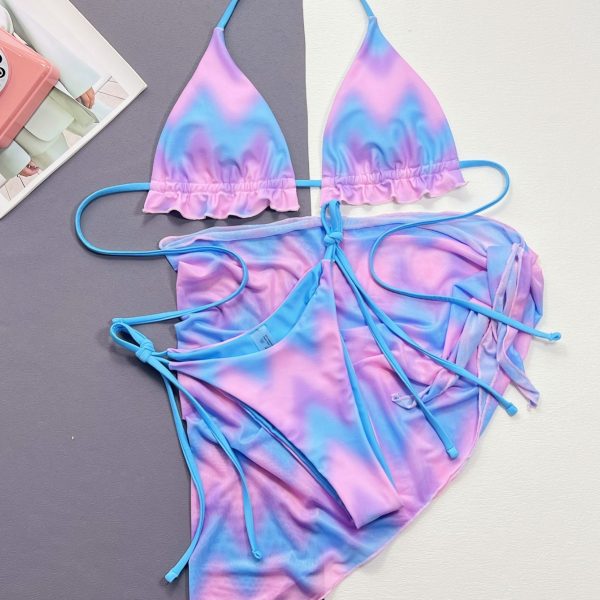 Damen Split Tie-dye Badeanzug Bikini – Bild 9