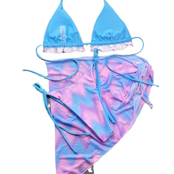 Damen Split Tie-dye Badeanzug Bikini – Bild 3