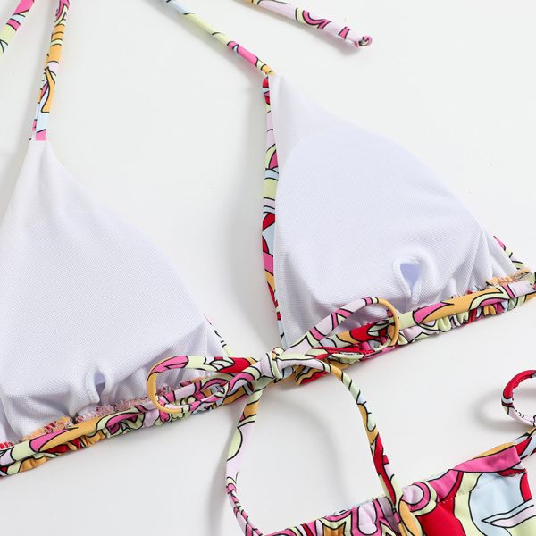 Triangle Printed Bikini für Frauen mit separatem System und hängenden Hals Badeanzug – Bild 4