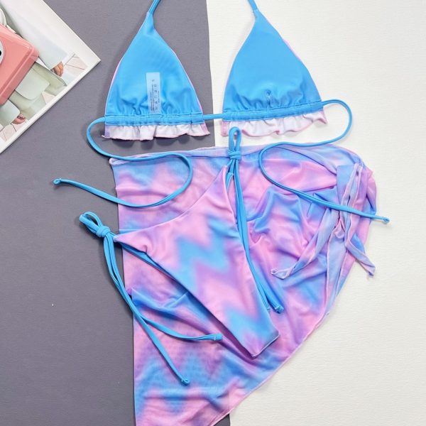 Damen Split Tie-dye Badeanzug Bikini – Bild 2