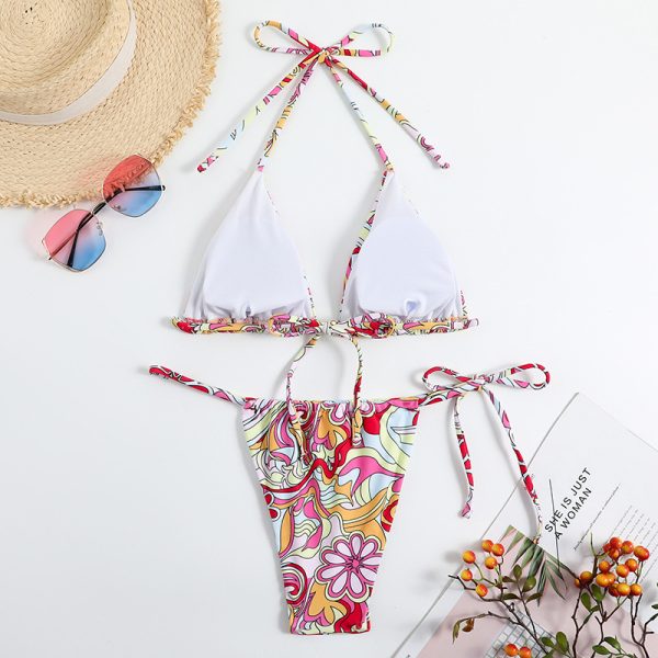 Triangle Printed Bikini für Frauen mit separatem System und hängenden Hals Badeanzug – Bild 6