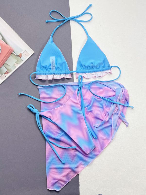 Damen Split Tie-dye Badeanzug Bikini – Bild 6