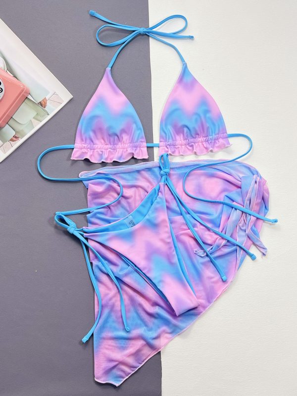 Damen Split Tie-dye Badeanzug Bikini – Bild 5