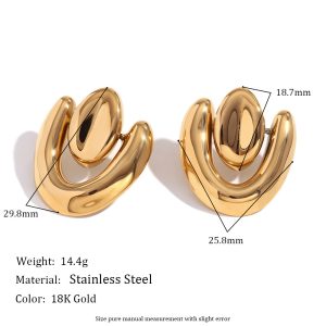 Edelstahl-Ohrringe mit 18K-Goldbeschichtung und geometrischer Herzform – Bild 3